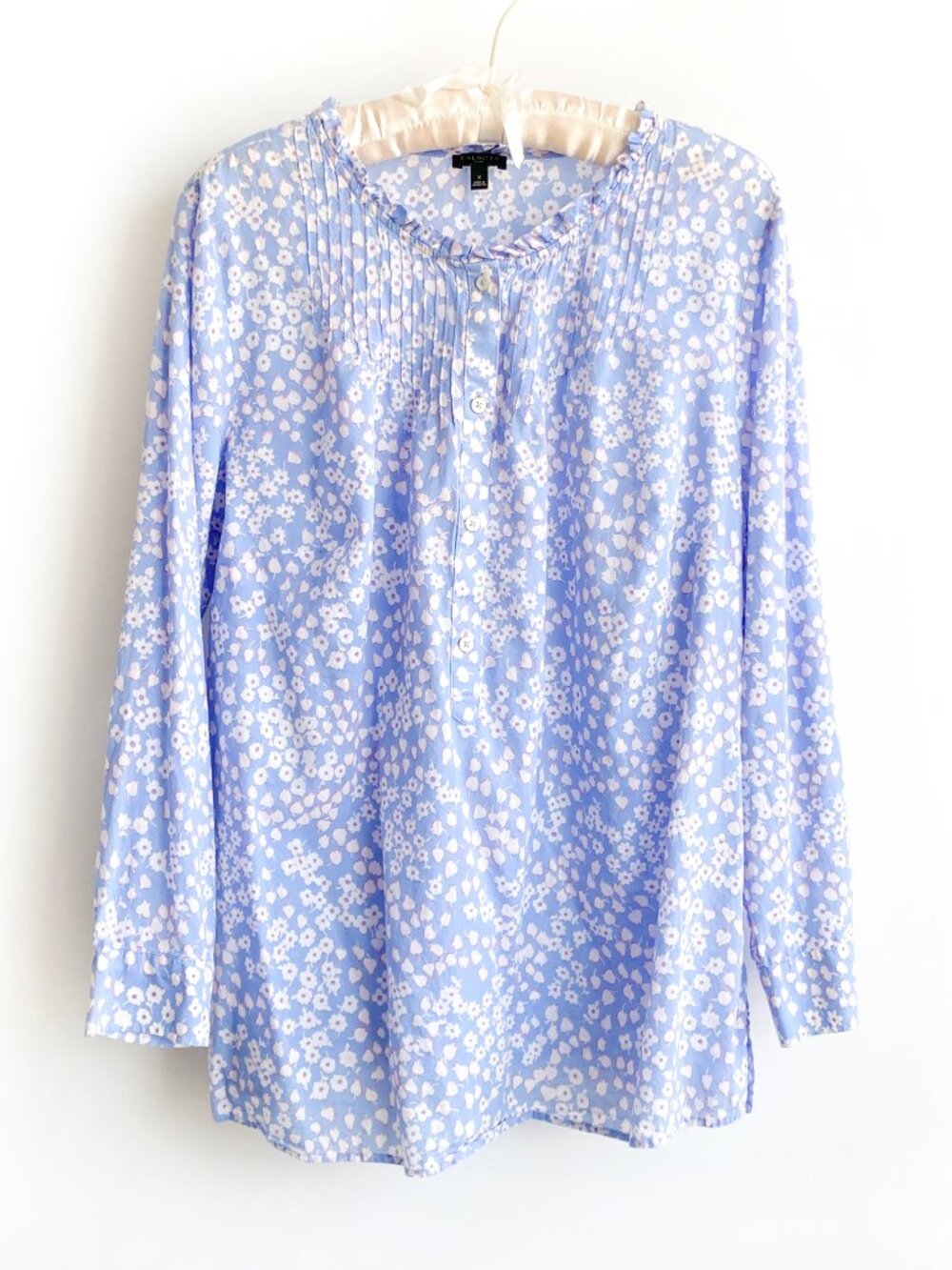 Talbots Plus Cotton Floral Top with Pintuck Detail
